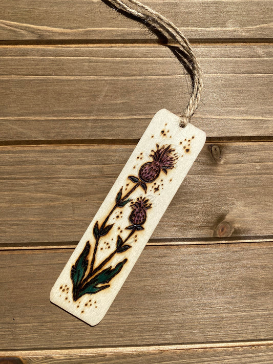 Wooden Bookmark - Thistle Design