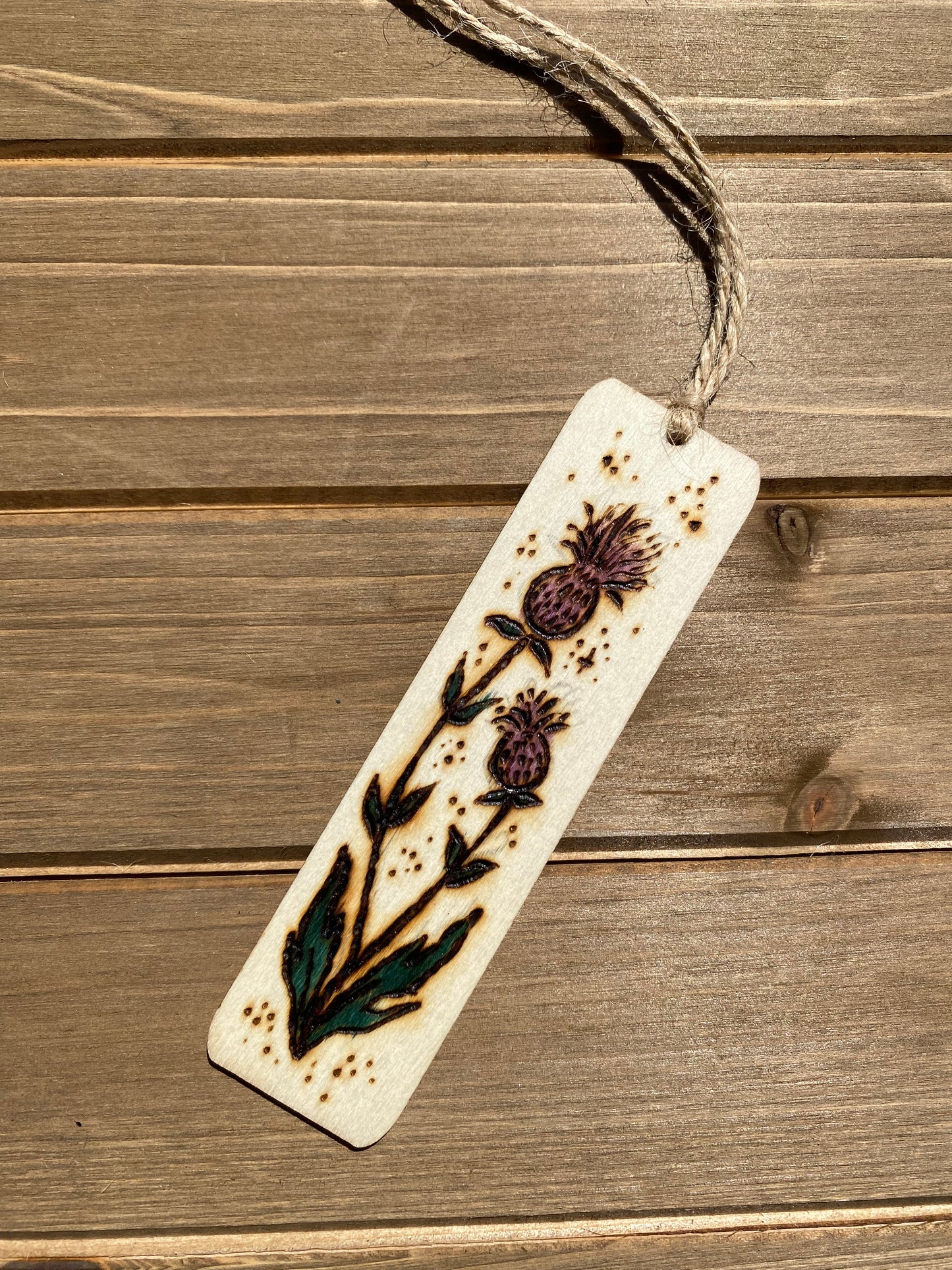 Wooden Bookmark - Thistle Design