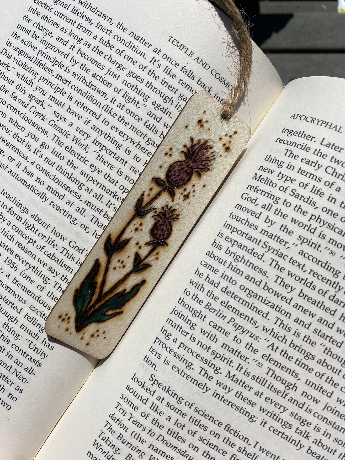 Wooden Bookmark - Thistle Design