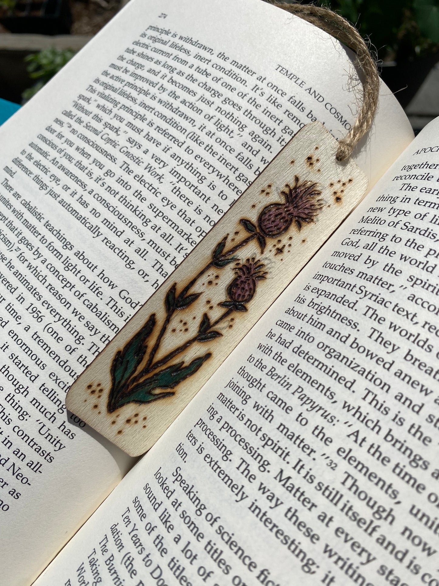 Wooden Bookmark - Thistle Design